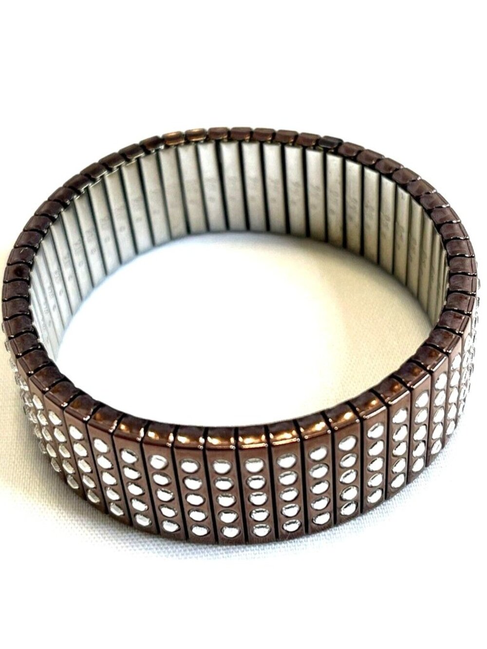 VTG Swarovski Crystal Signed 5 Row Rhinestone Copper Expansion Bracelet Gift Bag - Picture 4 of 16